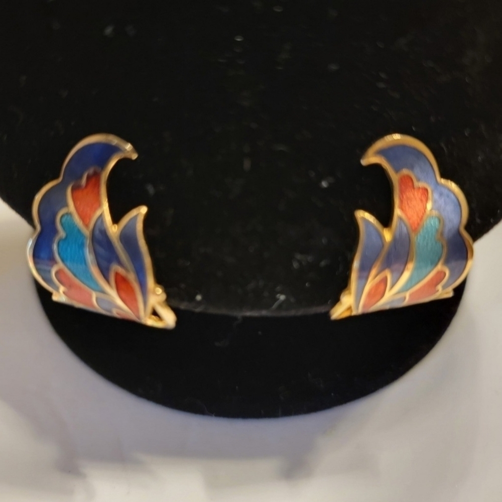 Vintage Cloisonne Butterfly Wing Clip On
